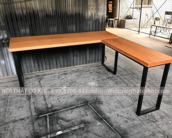 bàn chữ L chân sắt